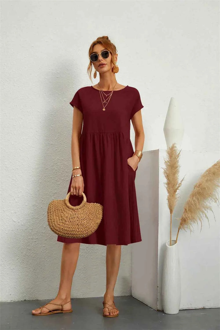 Kiara | Stylish Casual Pocket Dress for Everyday Comfort Bordeaux