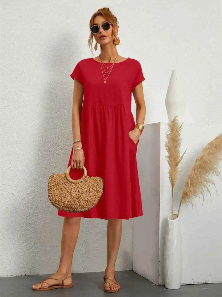 Kiara | Stylish Casual Pocket Dress for Everyday Comfort Red