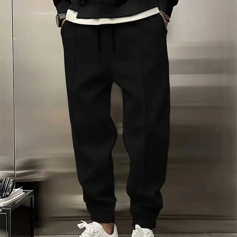 Men's Pleated Jogger Sweatpants Black