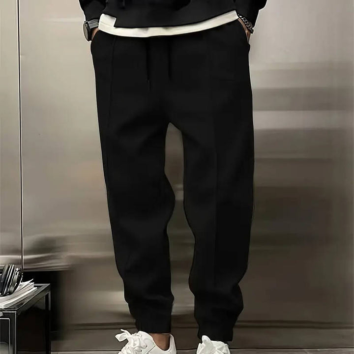 Men's Pleated Jogger Sweatpants Black