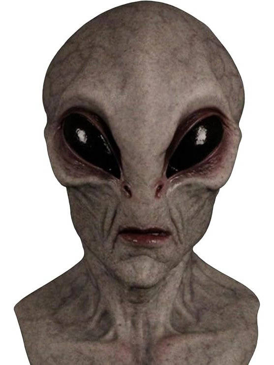 Halloween's Full Head Alien Latex Mask for Costume Parties Long Dark Gray