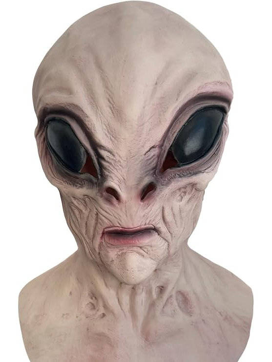 Halloween's Full Head Alien Latex Mask for Costume Parties Long Dusty Pink