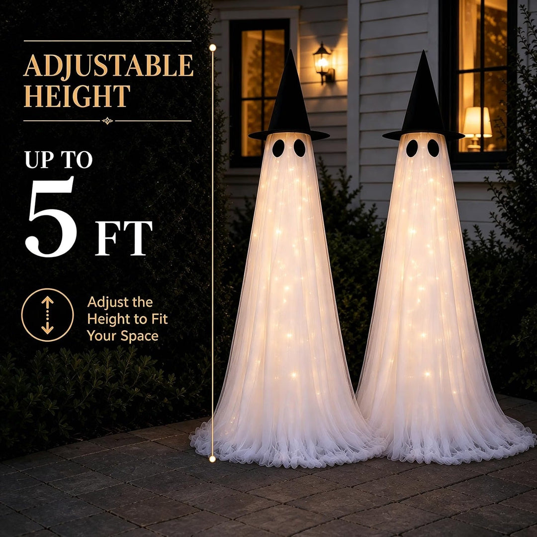 Halloween's 2 Pack 5 Ft Large Light Up Outdoor Ghost Decorations
