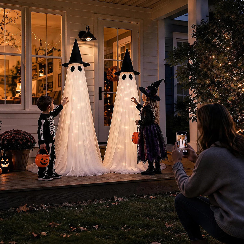 Halloween's 2 Pack 5 Ft Large Light Up Outdoor Ghost Decorations