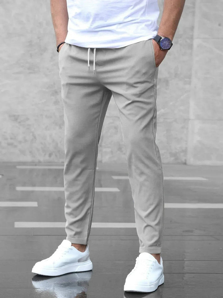 Men's Casual Slim Fit Drawstring Trousers Gray