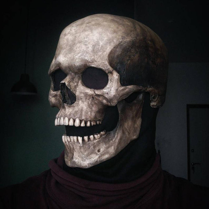 Halloween's Realistic Full Head Skeleton Mask with Movable Jaw