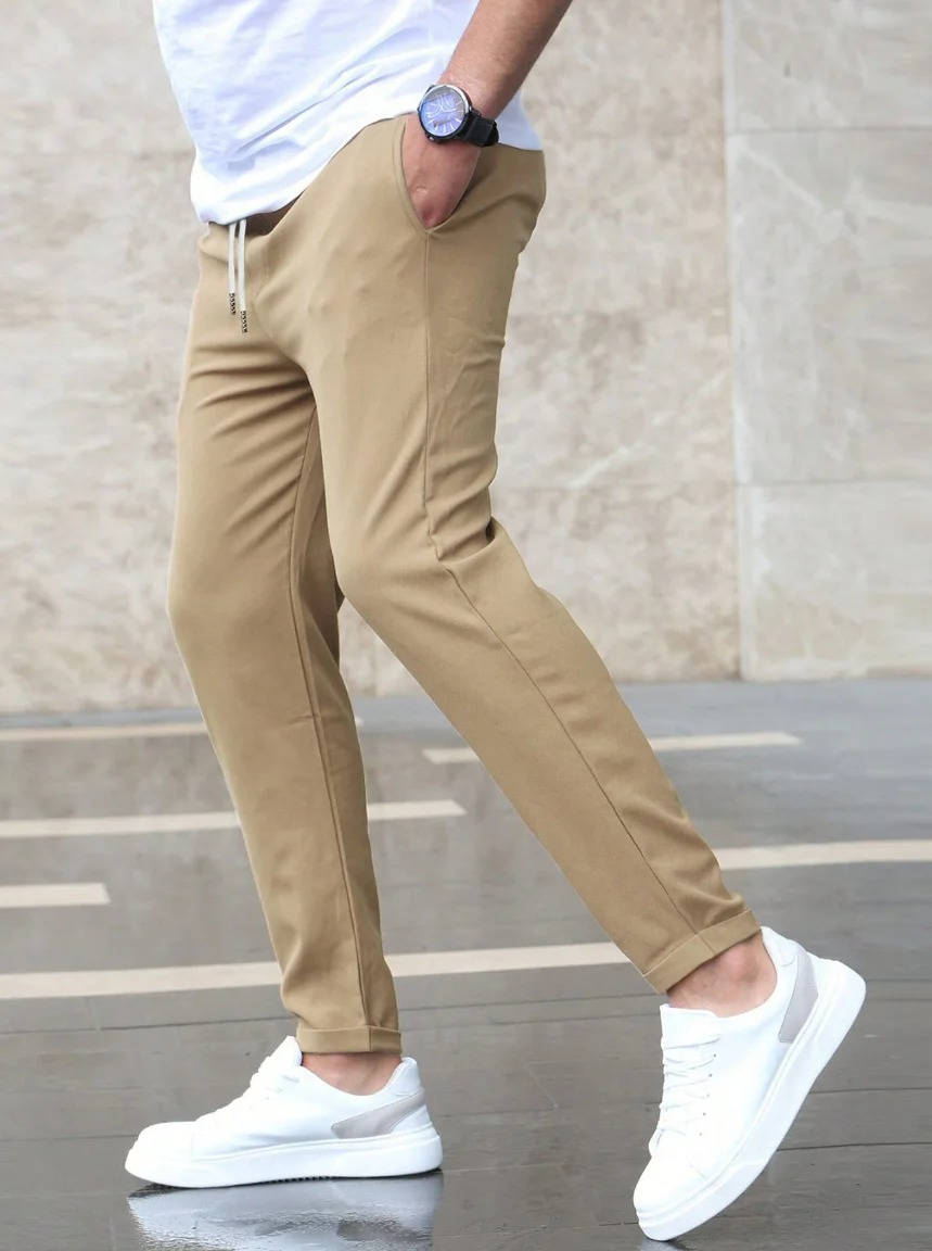 Men's Casual Slim Fit Drawstring Trousers