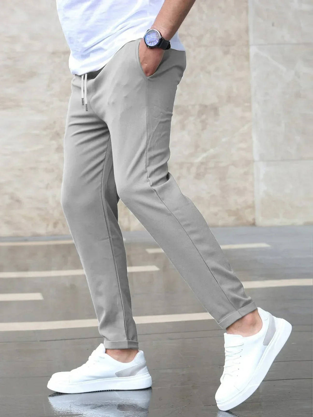 Men's Casual Slim Fit Drawstring Trousers