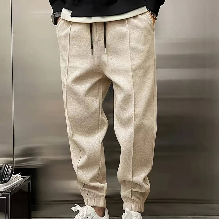 Men's Pleated Jogger Sweatpants Beige
