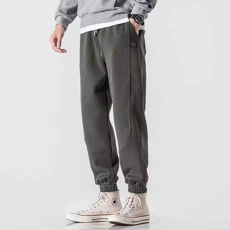 Men's Relaxed Fit Jogging Pants – Tapered Legs – Cotton – Drawstring Waist – Ribbed Cuffs Dark Grey