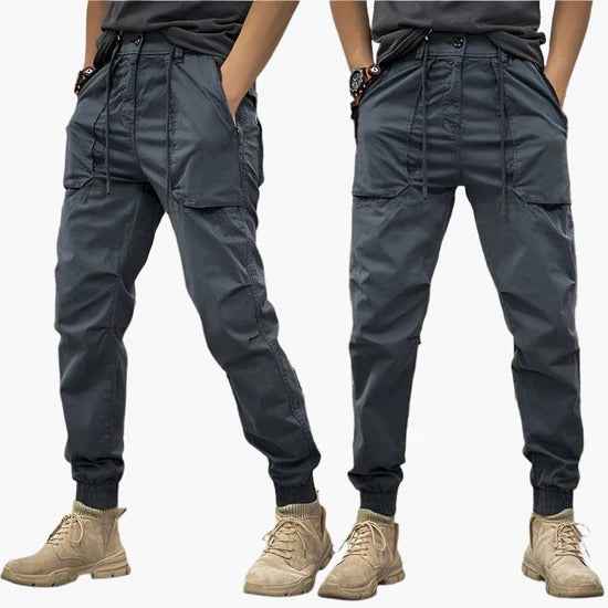 Men's Relaxed Fit Jogging Pants – Tactical Pockets & Elastic Cuffs – Urban Style Blue