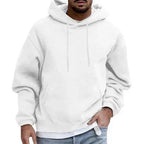 Men's Oversized Hoodie – Soft Cotton – Kangaroo Pocket – Drawstring Hood White