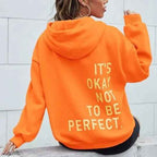 Women's Oversized Hoodie – Soft Cotton Blend – Long Sleeve Casual Wear Orange