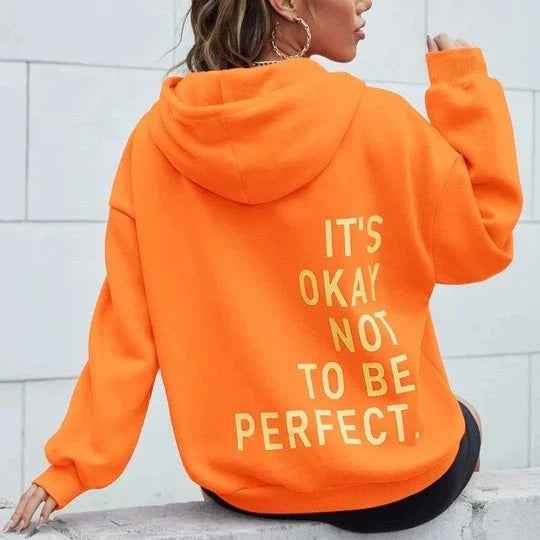 Women's Oversized Hoodie – Soft Cotton Blend – Long Sleeve Casual Wear Orange