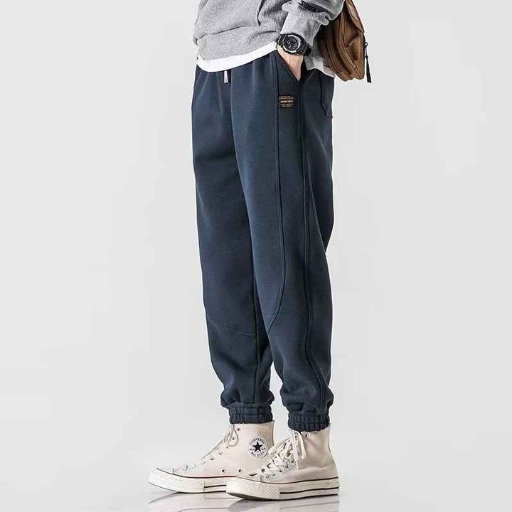 Men's Relaxed Fit Jogging Pants – Tapered Legs – Cotton – Drawstring Waist – Ribbed Cuffs Blue