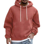 Men's Oversized Hoodie – Soft Cotton – Kangaroo Pocket – Drawstring Hood Orange