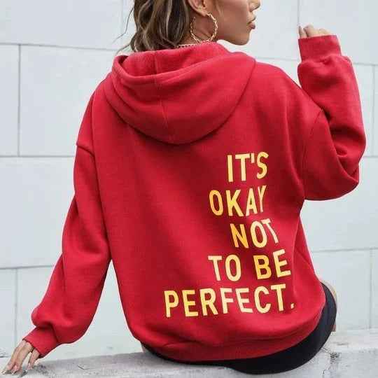 Women's Oversized Hoodie – Soft Cotton Blend – Long Sleeve Casual Wear Red