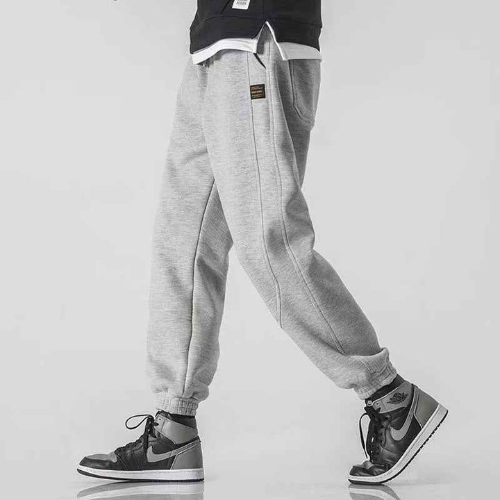 Men's Relaxed Fit Jogging Pants – Tapered Legs – Cotton – Drawstring Waist – Ribbed Cuffs Light Grey