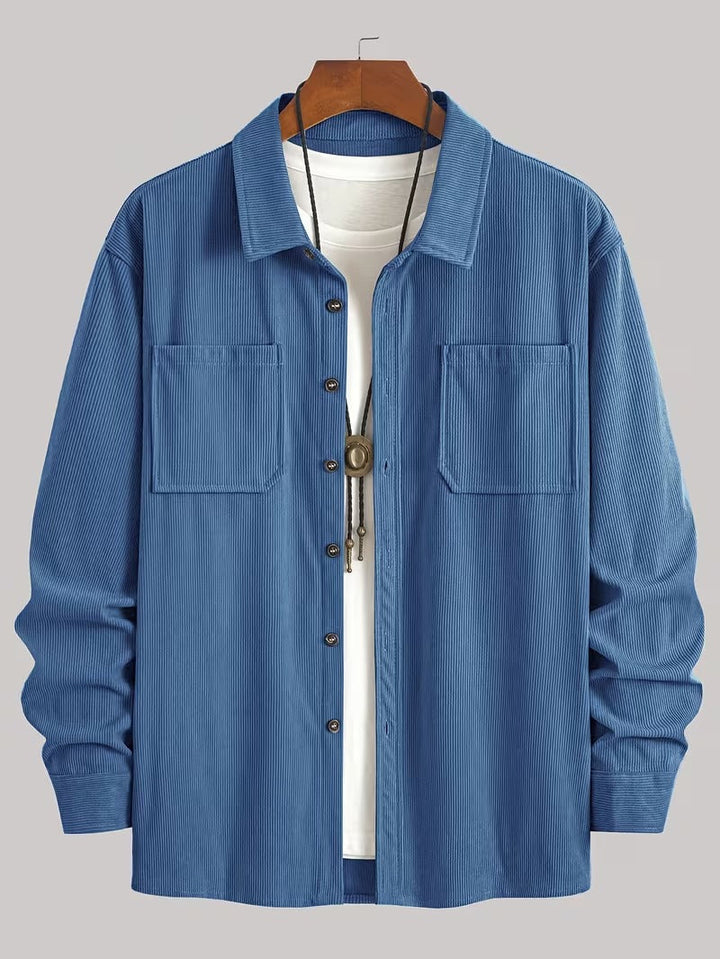 Men's Casual Corduroy Button-Up Shirt