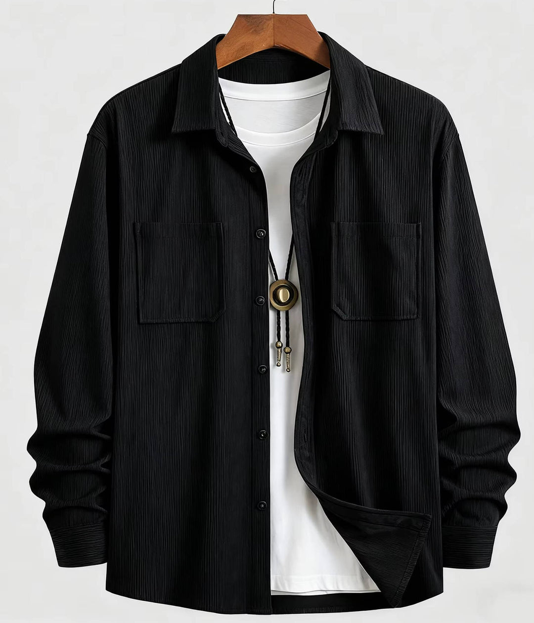 Men's Casual Corduroy Button-Up Shirt