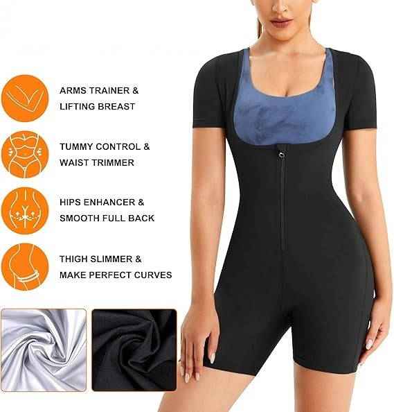 Women's Tummy Control Short Sleeve Workout Shapewear Romper