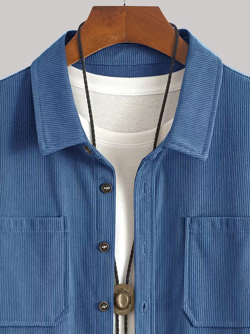 Men's Casual Corduroy Button-Up Shirt