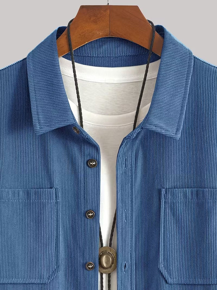 Men's Casual Corduroy Button-Up Shirt