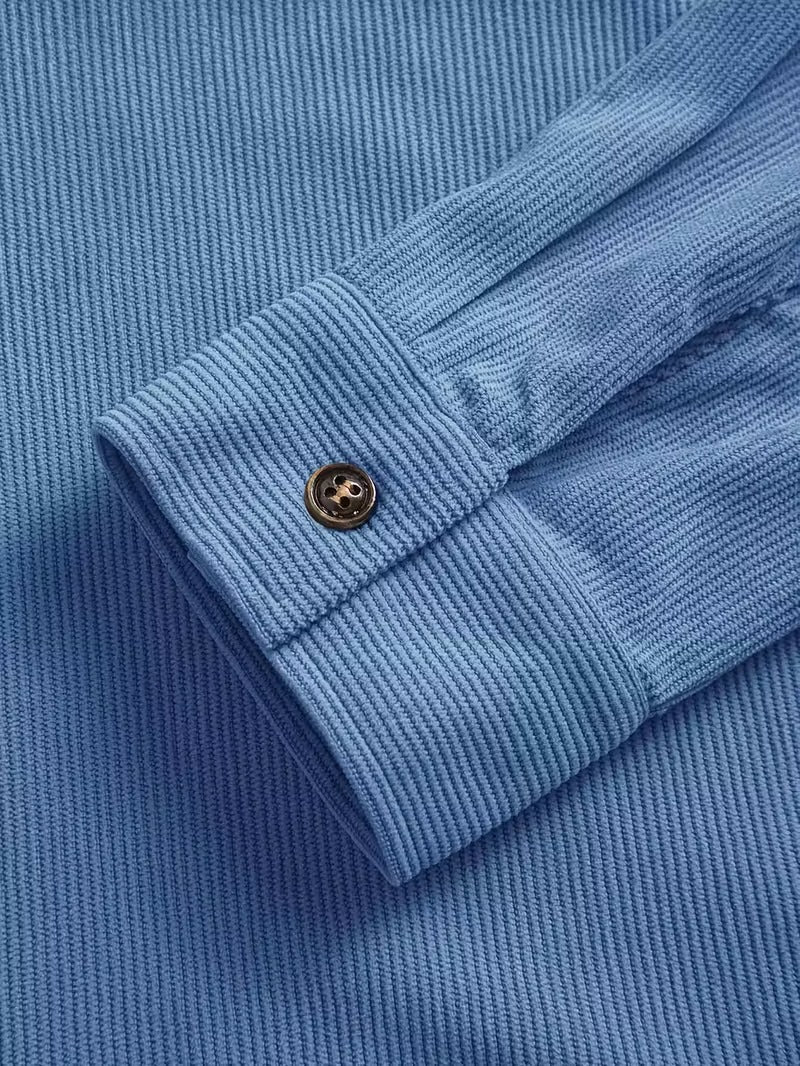 Men's Casual Corduroy Button-Up Shirt