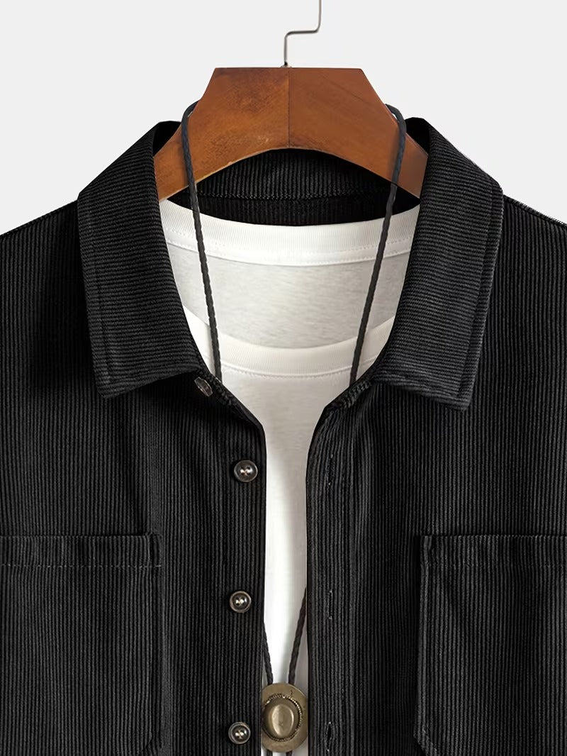 Men's Casual Corduroy Button-Up Shirt