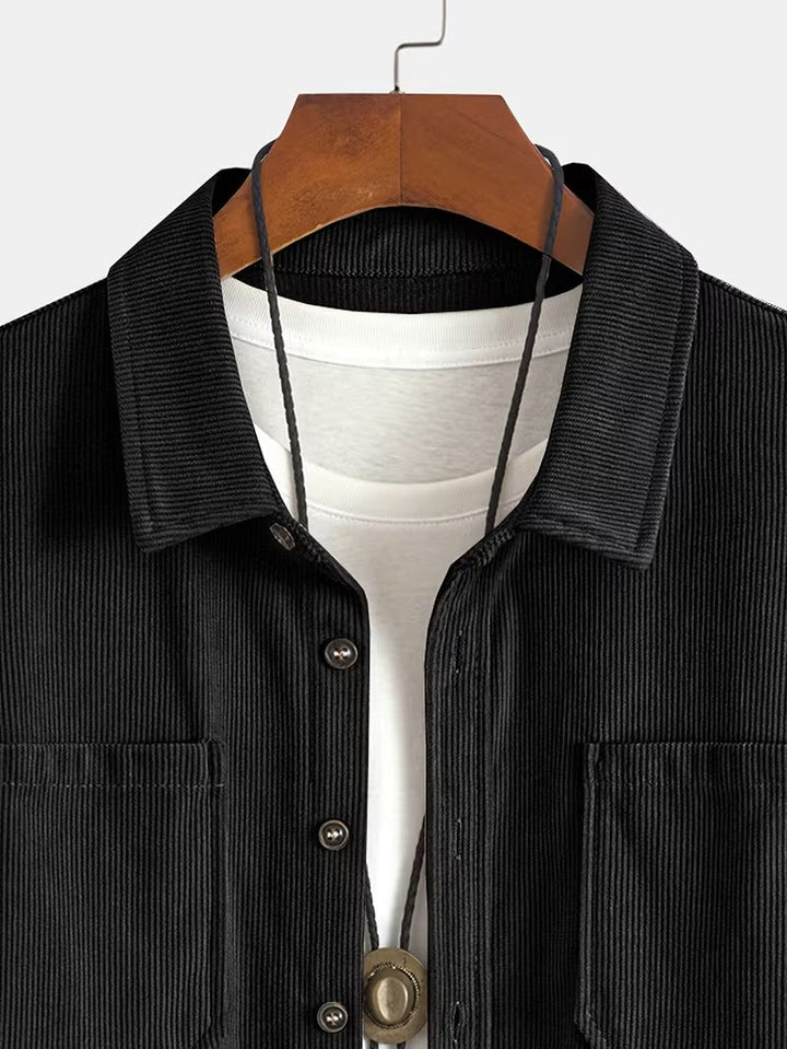 Men's Casual Corduroy Button-Up Shirt