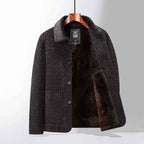 Men's Wool Midlength Coat – Classic Fit with Button Closure and Warm Lining Brown
