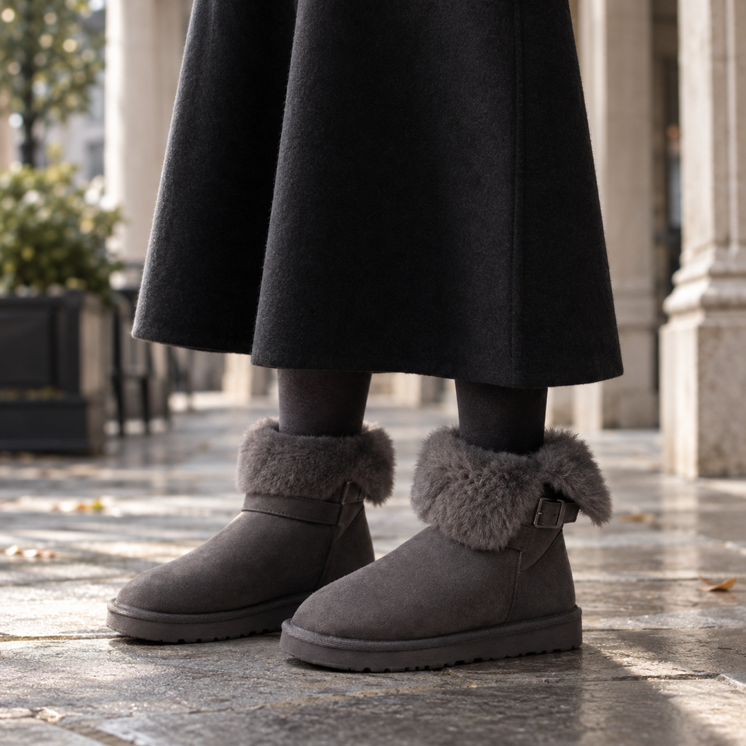Women's Buckle Snow Boots Gray