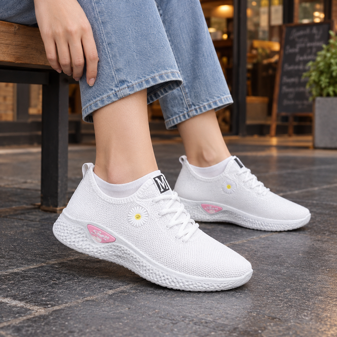 Women's Lace-Up Sneakers in Pescara-Torino Style White