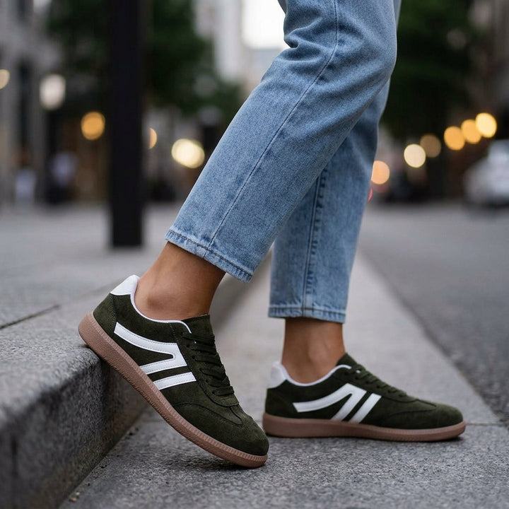 Women's Retro Sneakers Dark Green