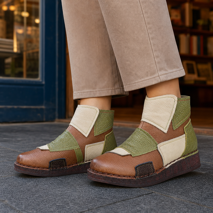 Women's Colorblock Ankle Boots Light Brown