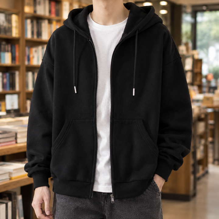 Men's Zip-Up Hoodie Black