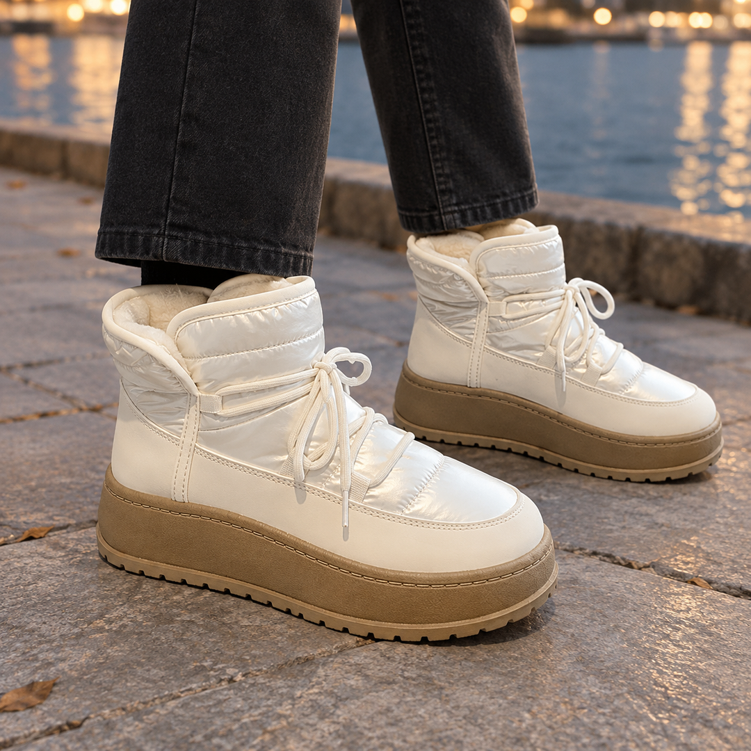 Women's Platform Ankle Boots Ivory