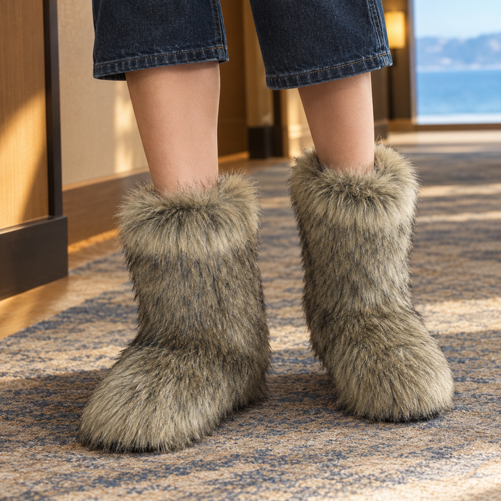 Women's Plush Ankle Boots Brown