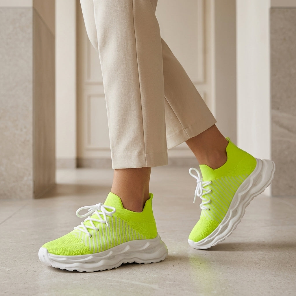 Women's Orthopedic Sneakers for Comfort and Support Fluorescent Green