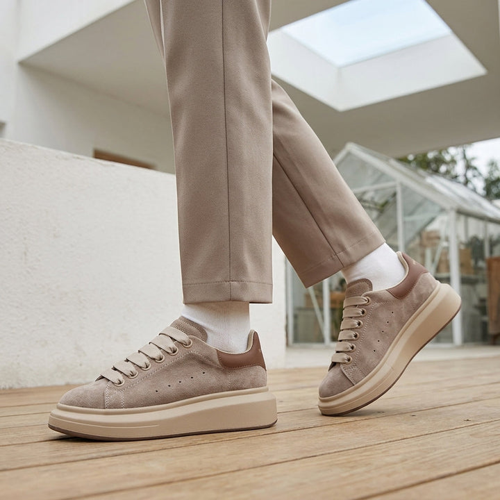 Women's Platform Sneakers Apricot Suede-main Picture