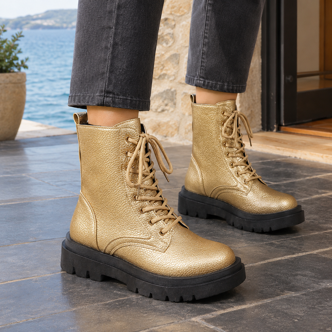 Women's Platform Ankle Boots Gold