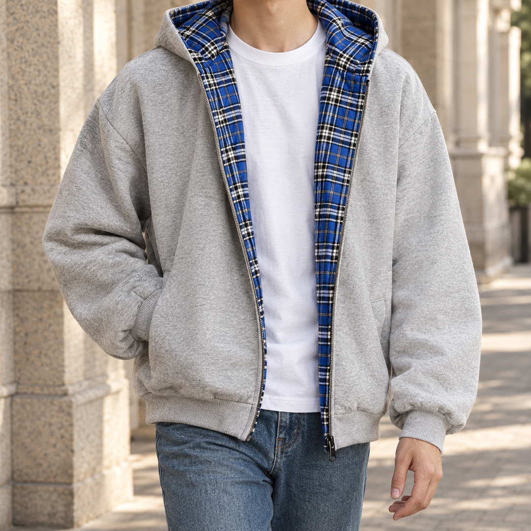 Men's Reversible Hooded Sweatshirt Blue