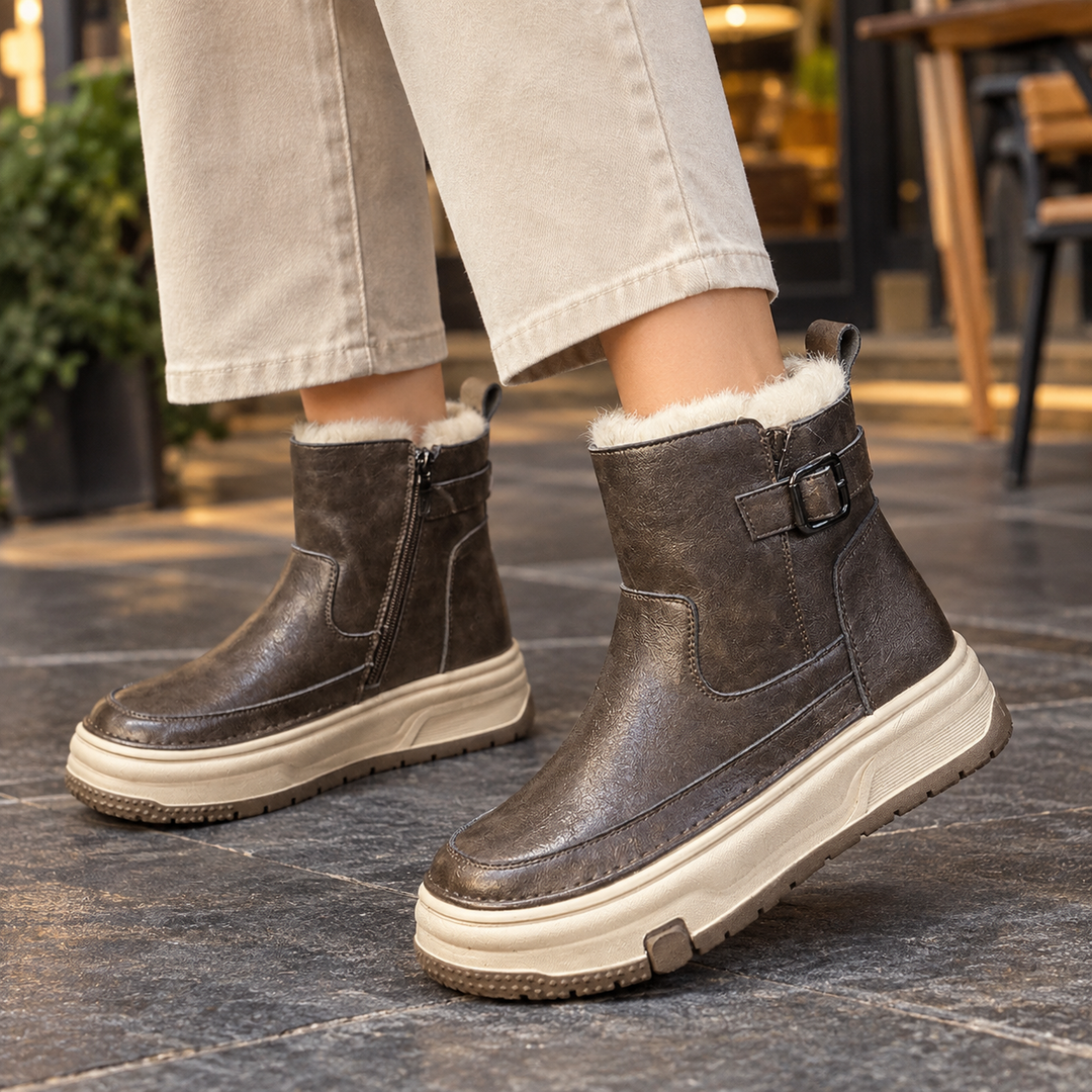Women's Platform Ankle Boots Dark Brown
