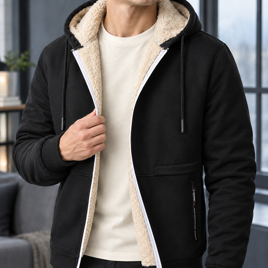 Men's Hooded Ribbed Cuffs Hoodie Winter Essential Knitwear