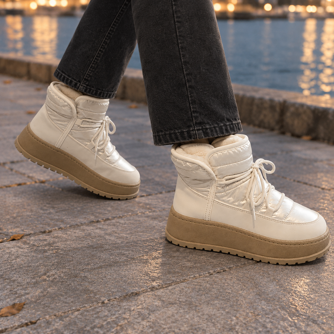 Women's Platform Ankle Boots Beige