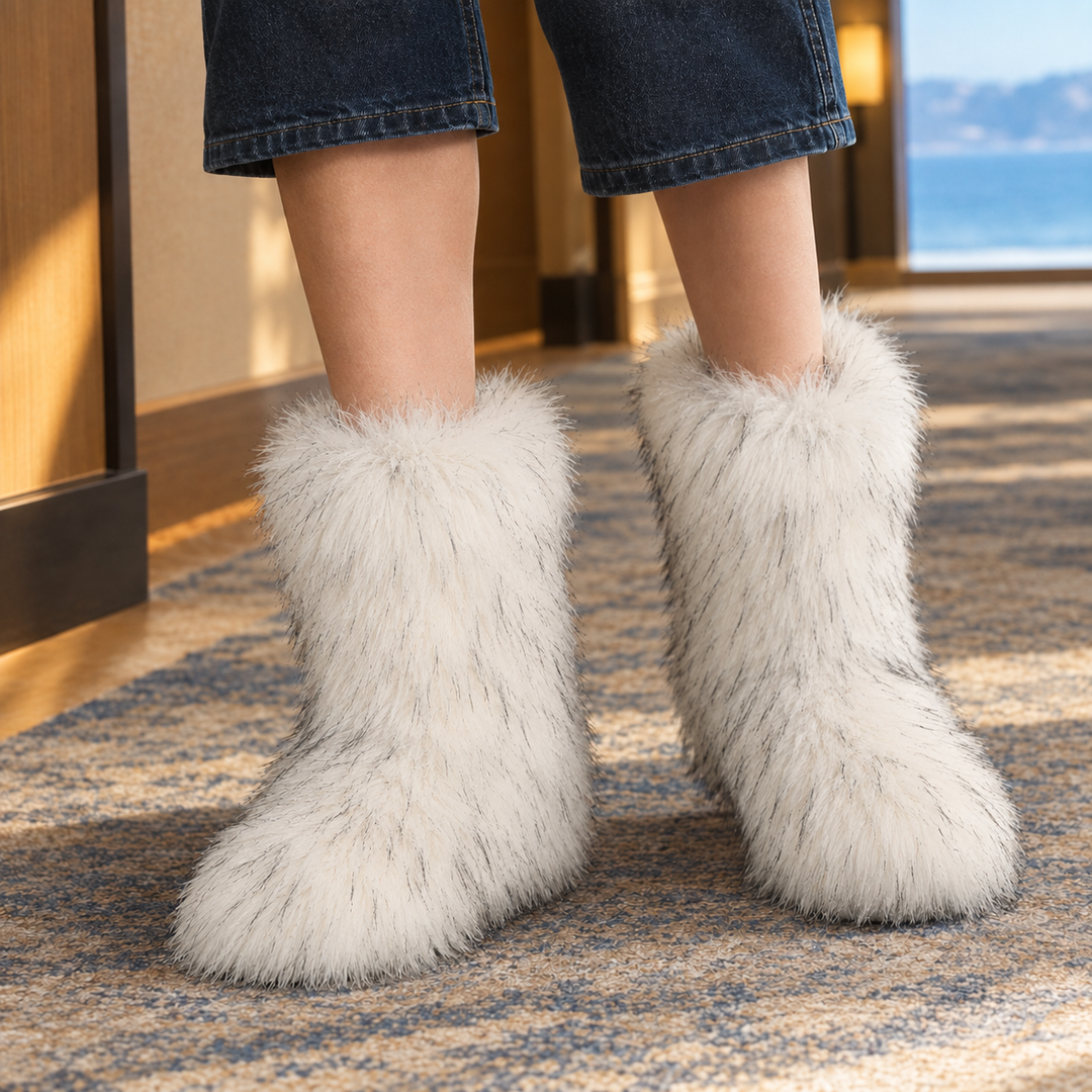 Women's Plush Ankle Boots White