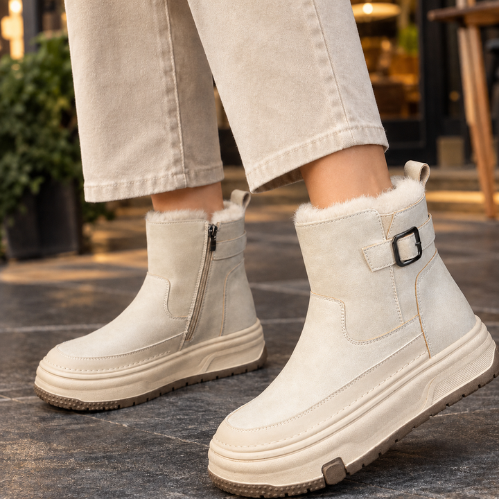 Women's Platform Ankle Boots Beige