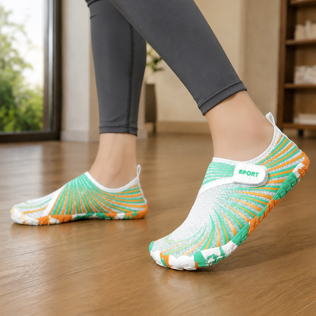 Women's Five-Toe Water Shoes for Active Outdoor Adventures Green Orange