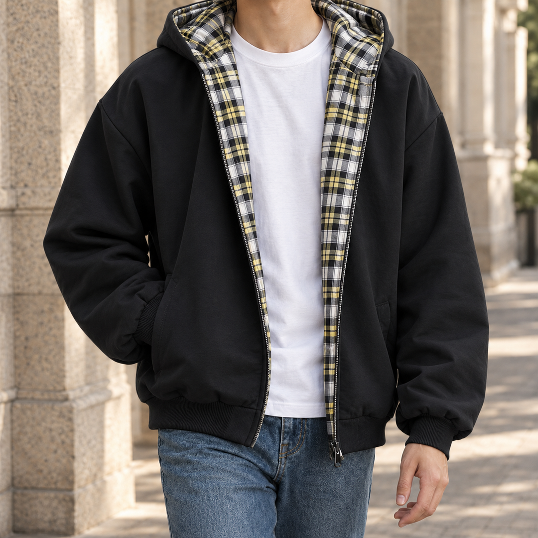 Men's Reversible Hooded Sweatshirt Yellow