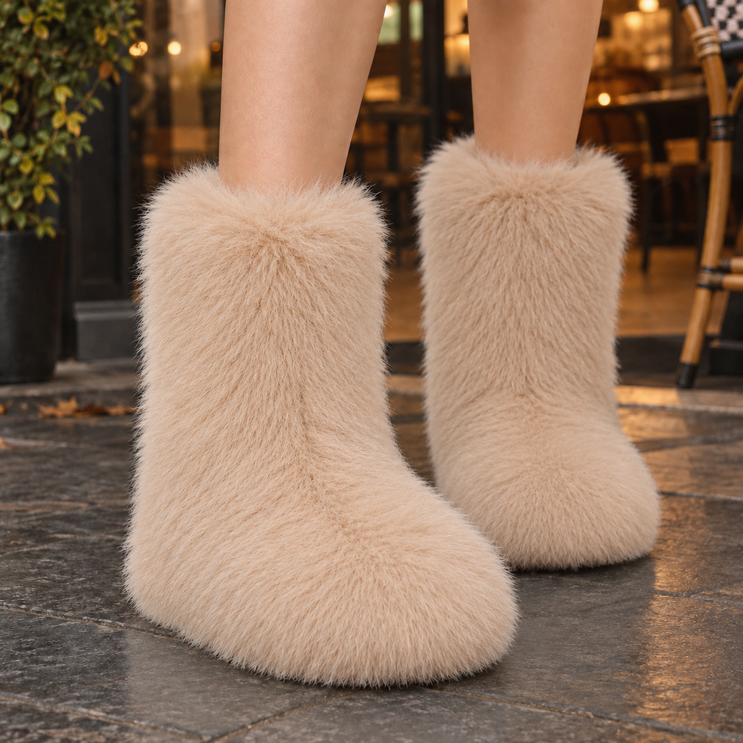 Women's Plush Ankle Boots Beige